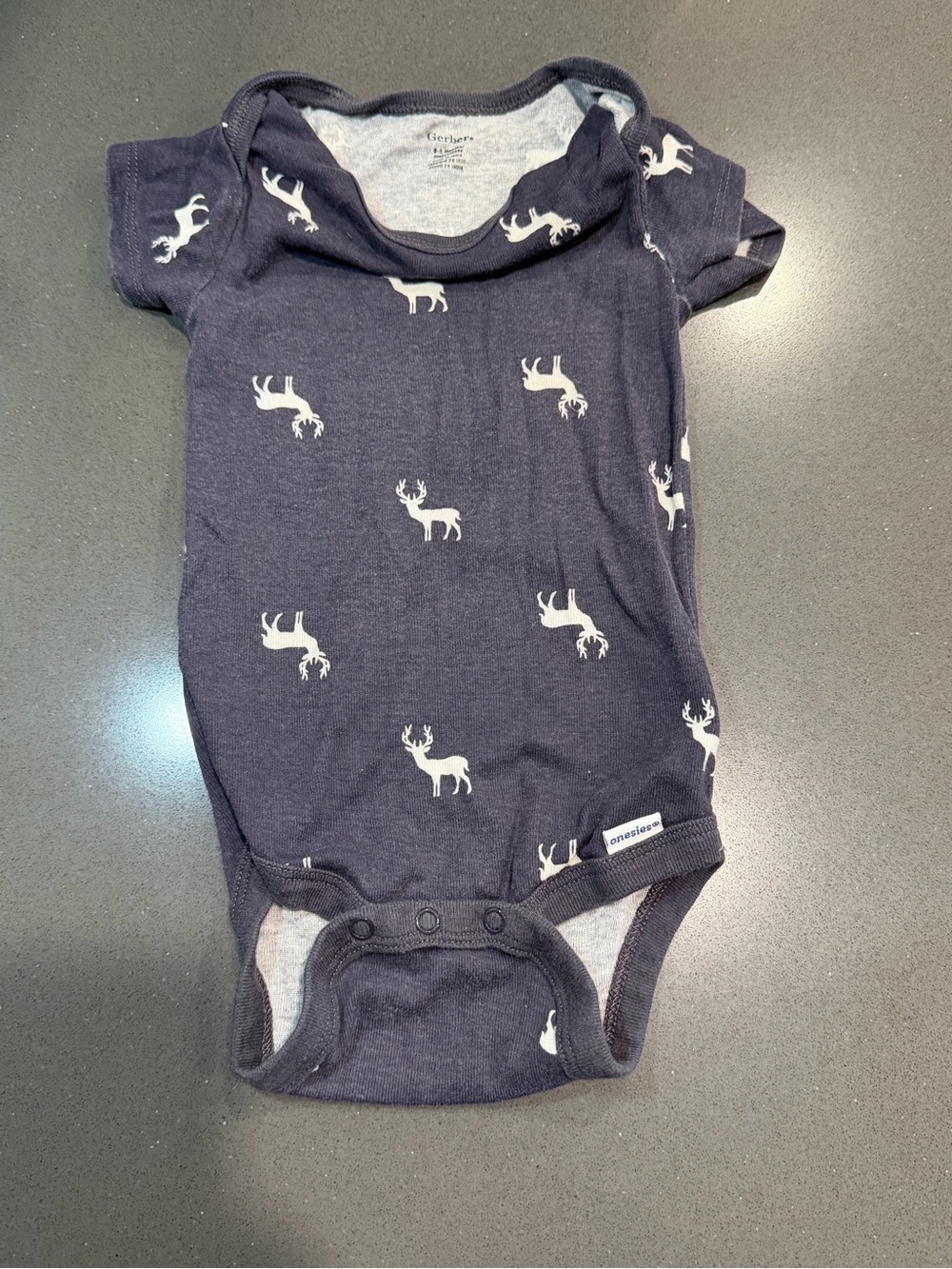 Gerber Navy One-Piece with White Moose Print